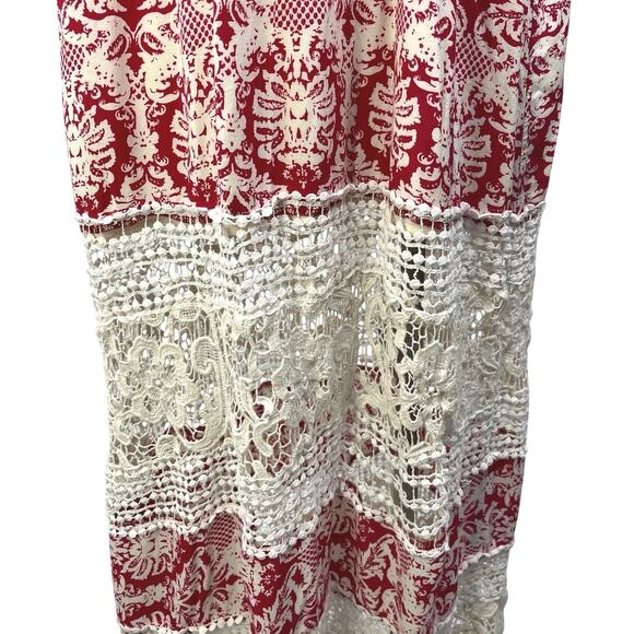 Anthropologie Sunday in Brooklyn Red White Damask Crochet Lace Maxi Dress Sz XS - Picture 6 of 8